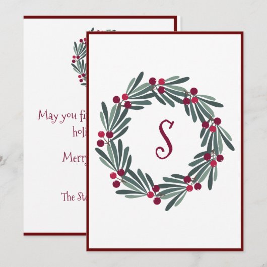 Vrolijk kerstmonogram met grote feestdag feestdagenkaart (Voorkant / Achterkant)