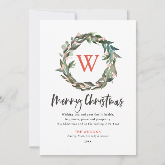 Vrolijk kerstmonogram met grote feestdag kaart (Voorkant)