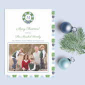 Vrolijk kerstmonogram Waterverf Boxwood Wreate Feestdagenkaart