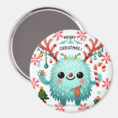 Vrolijk kerstmonster Schattige blauw monster Magneet (Voorkant / Achterkant)