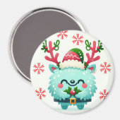 Vrolijk kerstmonster Schattige blauw monster Magneet (Voorkant / Achterkant)