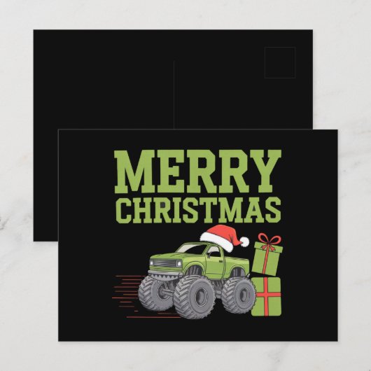 Vrolijk Kerstmonster Vrachtwagen Peuter Jongens Ke Briefkaart (Voorkant / Achterkant)