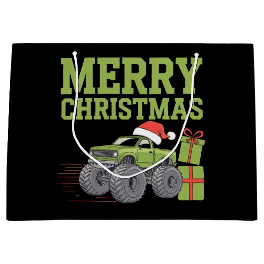 Vrolijk Kerstmonster Vrachtwagen Peuter Jongens Ke Groot Cadeauzakje (Voorkant)