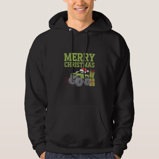 Vrolijk Kerstmonster Vrachtwagen Peuter Jongens Ke Hoodie (Voorkant)