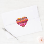 Vrolijk kerstmooi nieuwjaarskleurenontwerp hart sticker (Envelop)
