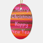 Vrolijk kerstmooi nieuwjaarskleurenontwerp keramisch ornament (Links)