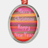 Vrolijk kerstmooi nieuwjaarskleurenontwerp metalen ornament (Links)