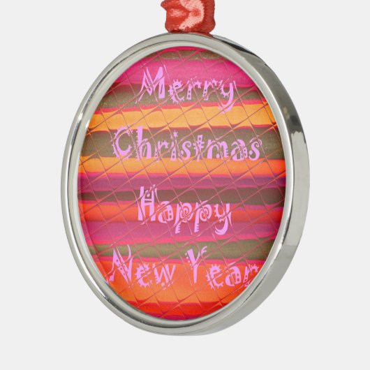 Vrolijk kerstmooi nieuwjaarskleurenontwerp metalen ornament (Links)