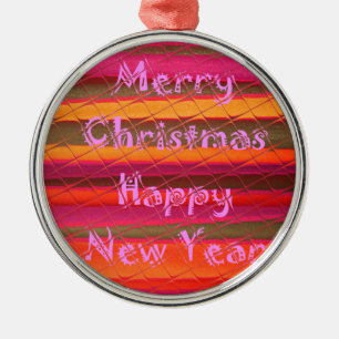 Vrolijk kerstmooi nieuwjaarskleurenontwerp metalen ornament