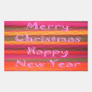 Vrolijk kerstmooi nieuwjaarskleurenontwerp rechthoekige sticker