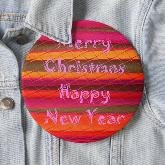 Vrolijk kerstmooi nieuwjaarskleurenontwerp ronde button 6,0 cm (In situ)