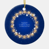 Vrolijk kerstmousserende sterren WreatBlue Keramisch Ornament (Voorkant)