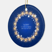 Vrolijk kerstmousserende sterren WreatBlue Keramisch Ornament (Links)