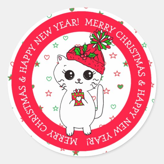 Vrolijk kerstmuis met kaasvakantie ronde sticker (Voorkant)