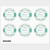 Vrolijk Kerstmuntje Groene Waterverf Boom Ronde Sticker (Vel)