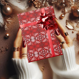 Vrolijk kerstnaadloos rood WRAPPINGPAPIER Cadeaupapier