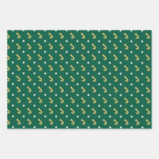 Vrolijk Kerstnaam Monogram Groen Goud Tieners Inpakpapier Vel (Voorkant 3)