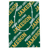 Vrolijk Kerstnaam Typografie Groen Geel Medium Cadeauzakje (Voorkant)