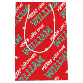 Vrolijk Kerstnaam Typografie Red Green Medium Cadeauzakje (Voorkant)