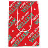 Vrolijk Kerstnaam Typografie Red Green Medium Cadeauzakje (Achterkant)