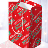 Vrolijk Kerstnaam Typografie Red Green Medium Cadeauzakje