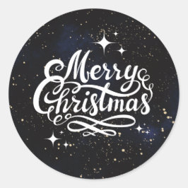 Vrolijk kerstnacht hemel ronde sticker