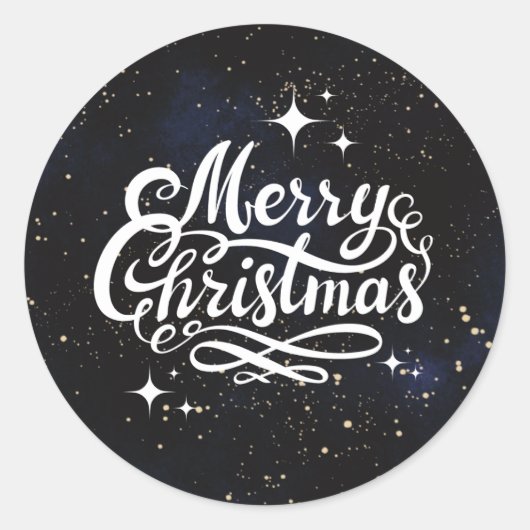 Vrolijk kerstnacht hemel ronde sticker (Voorkant)