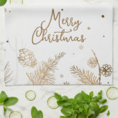 Vrolijk kerstneutraal Gold Design Kitchen Towel Theedoek (Gevouwen)