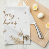 Vrolijk kerstneutraal Gold Design Kitchen Towel Theedoek (Quarter Fold)