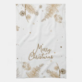 Vrolijk kerstneutraal Gold Design Kitchen Towel Theedoek (Verticaal)