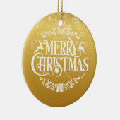 Vrolijk kerstnicht Definitie Gold Snowflakes Keramisch Ornament (Rechts)