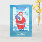 Vrolijk kerstnichtje Kerstman Sneeuwvlokken Kaart (Gele Bloem)