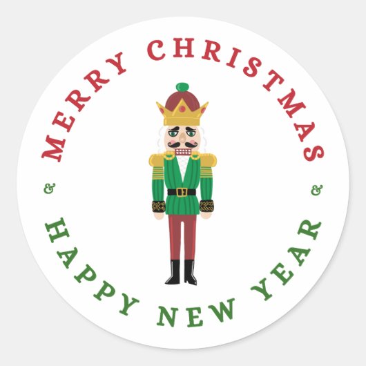 Vrolijk kerstnieuwjaar notenkraker Sticker (Voorkant)