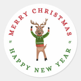 Vrolijk kerstnieuwjaar rendier Sticker