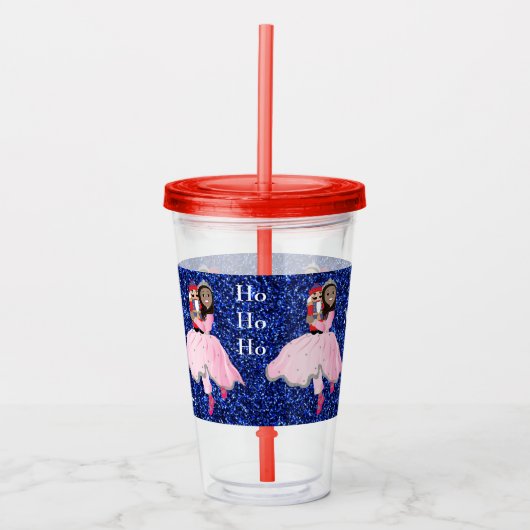 Vrolijk Kerstnotenkraker Ballerina Donker Haar Acryl Drinkbeker (Voorkant)