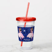 Vrolijk Kerstnotenkraker Ballerina Donker Haar Acryl Drinkbeker (Achterkant)