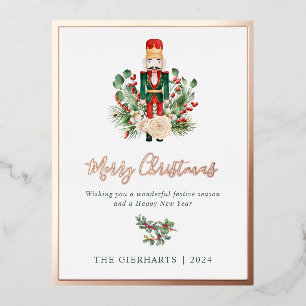 Vrolijk kerstnotenkraker botanisch script folie feestdagen briefkaart