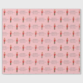 Vrolijk Kerstnotenkraker Naam Roze Grijs Modern Cadeaupapier (Vlak)