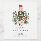 Vrolijk Kerstnotenkraker Script Feestelijke Aangep Wijn Etiket (Enkel label)