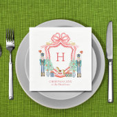 Vrolijk kerstnotenkrakermonogram servet