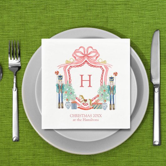 Vrolijk kerstnotenkrakermonogram servet