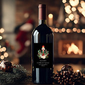 Vrolijk kerstnotenkrakerscript Botanische Aangepas Wijn Etiket