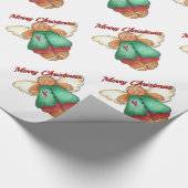 Vrolijk kerstontbijtkoek engel-omslagpapier cadeaupapier (Hoek)