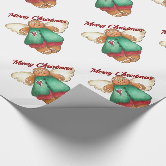 Vrolijk kerstontbijtkoek engel-omslagpapier cadeaupapier (Hoek)