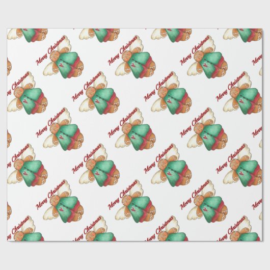 Vrolijk kerstontbijtkoek engel-omslagpapier cadeaupapier (Vlak)