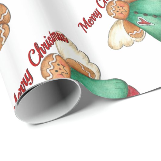 Vrolijk kerstontbijtkoek engel-omslagpapier cadeaupapier (Rol Hoek)