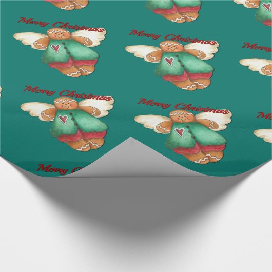 Vrolijk kerstontbijtkoek engel-papier cadeaupapier (Hoek)