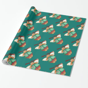 Vrolijk kerstontbijtkoek engel-papier cadeaupapier