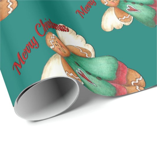 Vrolijk kerstontbijtkoek engel-papier cadeaupapier (Rol Hoek)