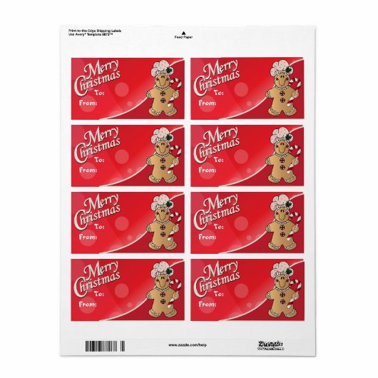 Vrolijk kerstontbijtkoek Gift Labels (Full Sheet)